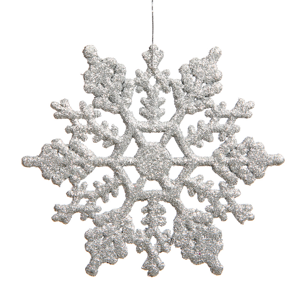 Vickerman 4 in. Silver Glitter Snowflake Christmas Ornament