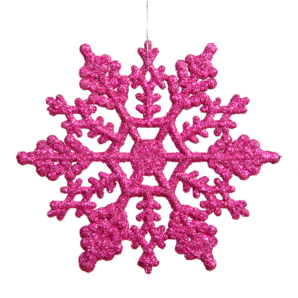 Vickerman 6.25 in. Magenta Glitter Snowflake Christmas Ornament