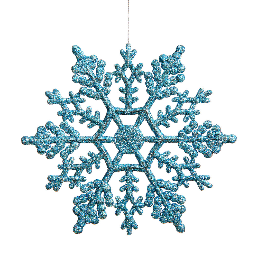 Vickerman 8 in. Turquoise Glitter Snowflake Christmas Ornament