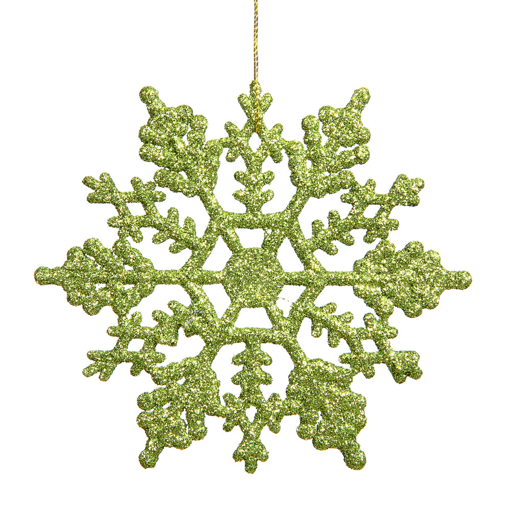 Vickerman 4 in. Lime Glitter Snowflake Christmas Ornament