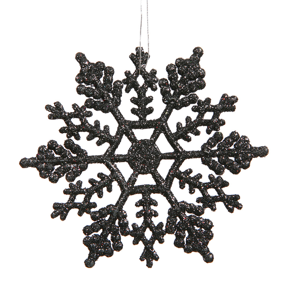 Vickerman 8 in. Black Glitter Snowflake Christmas Ornament