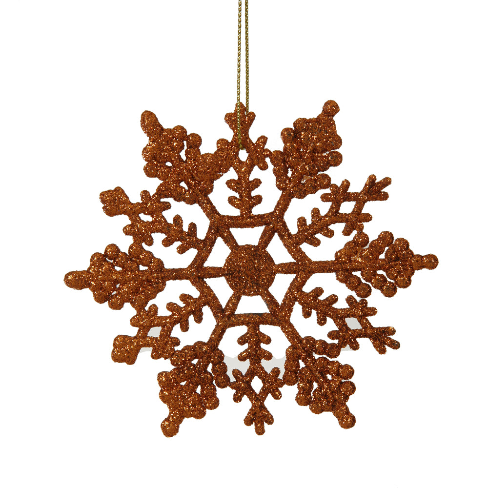 Vickerman 4 in. Burnished Orange Glitter Snowflake Christmas Ornament