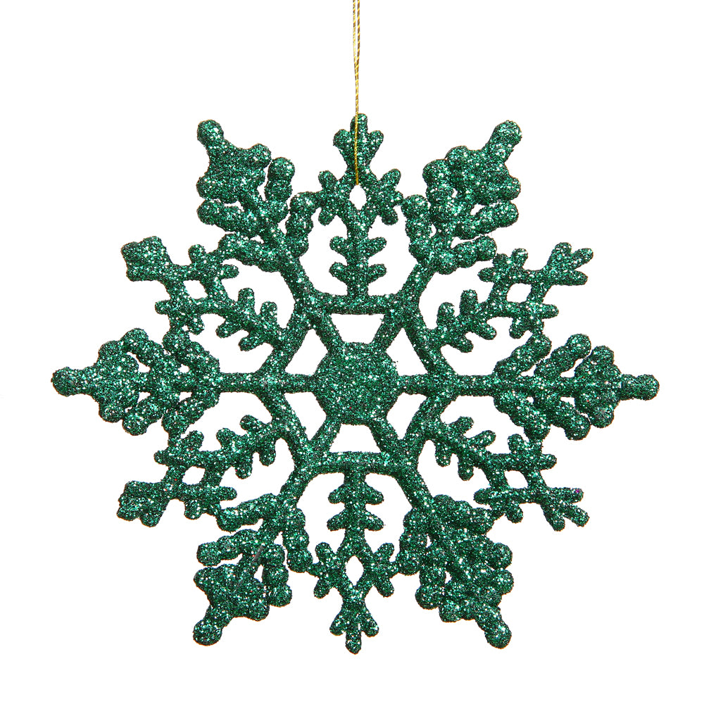 Vickerman 8 in. Green Glitter Snowflake Christmas Ornament