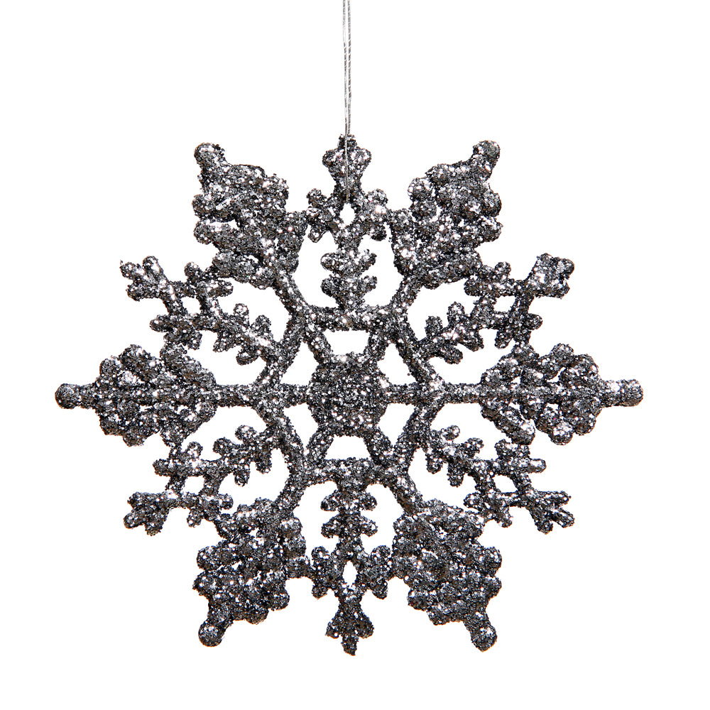 Vickerman 8 in. Pewter Glitter Snowflake Christmas Ornament