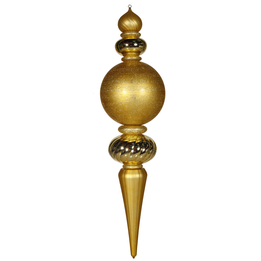 Vickerman 62 in. Gold Shiny Matte Glitter Finial Christmas Ornament