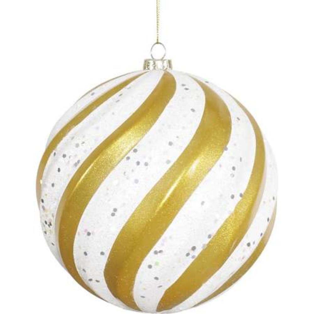 6" Sand Gold Matte Glitter Shatterproof Swirl Ball Ornament