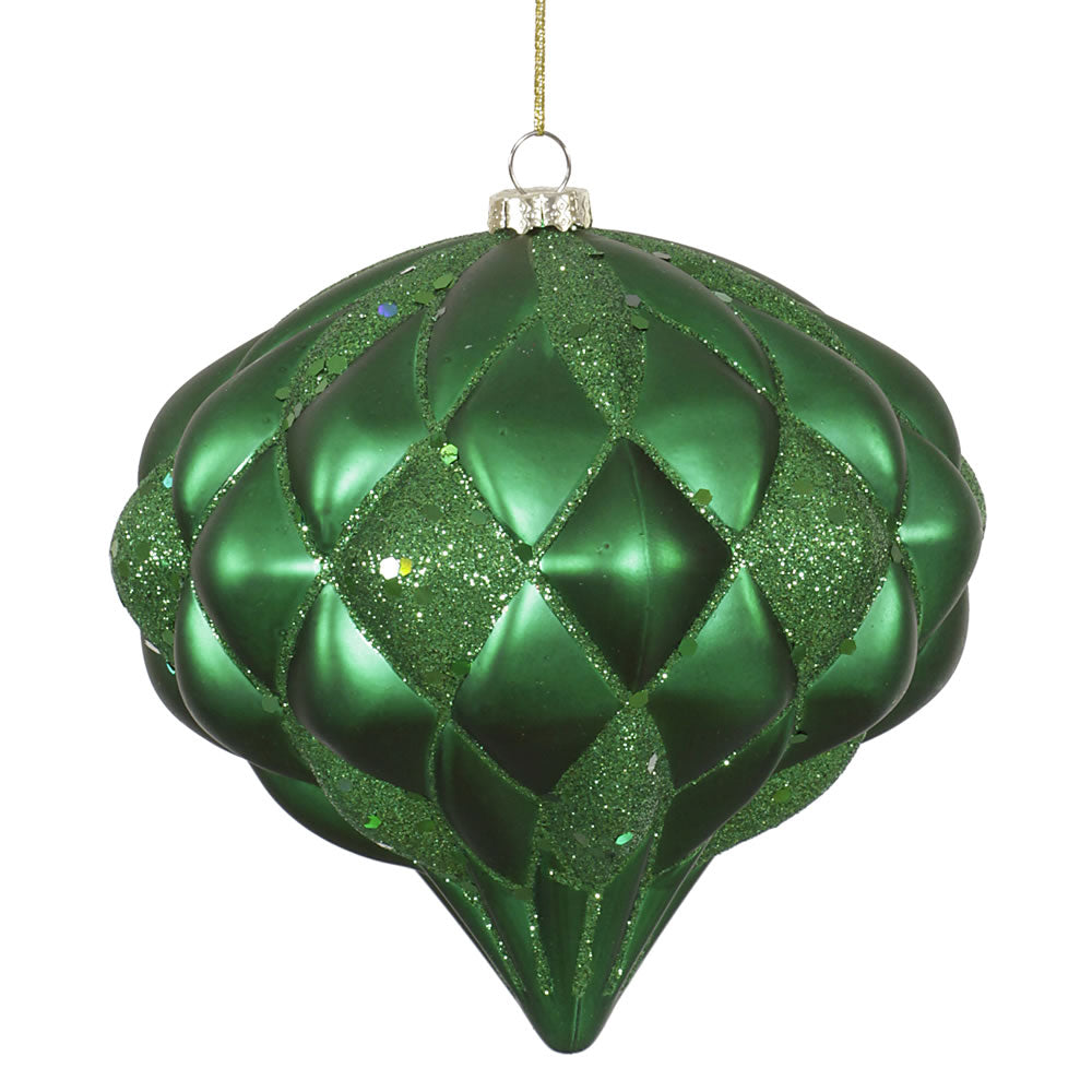 Vickerman 5.7 in. Green Matte Glitter Onion Christmas Ornament