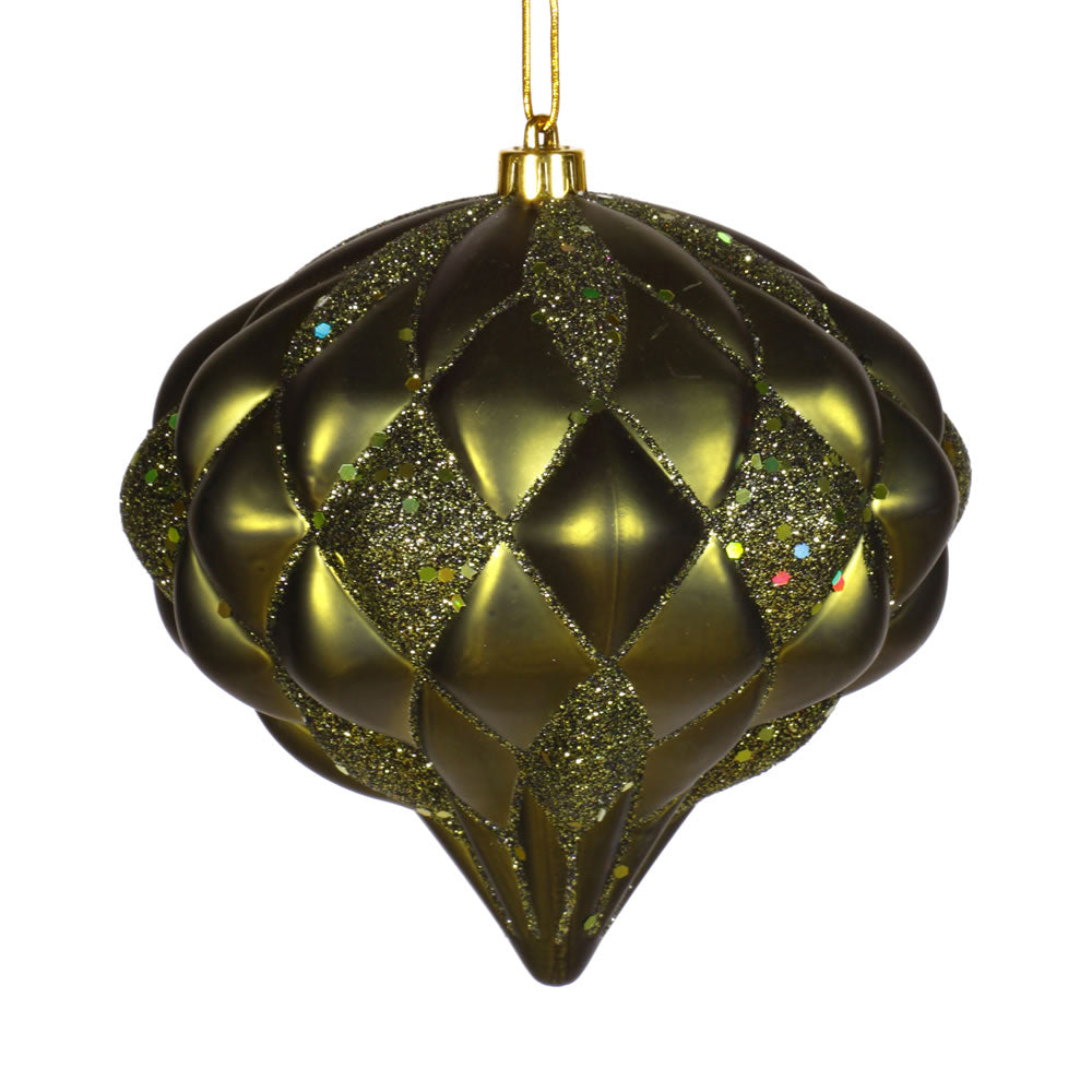 Vickerman 5.7 in. Olive Matte Glitter Onion Christmas Ornament