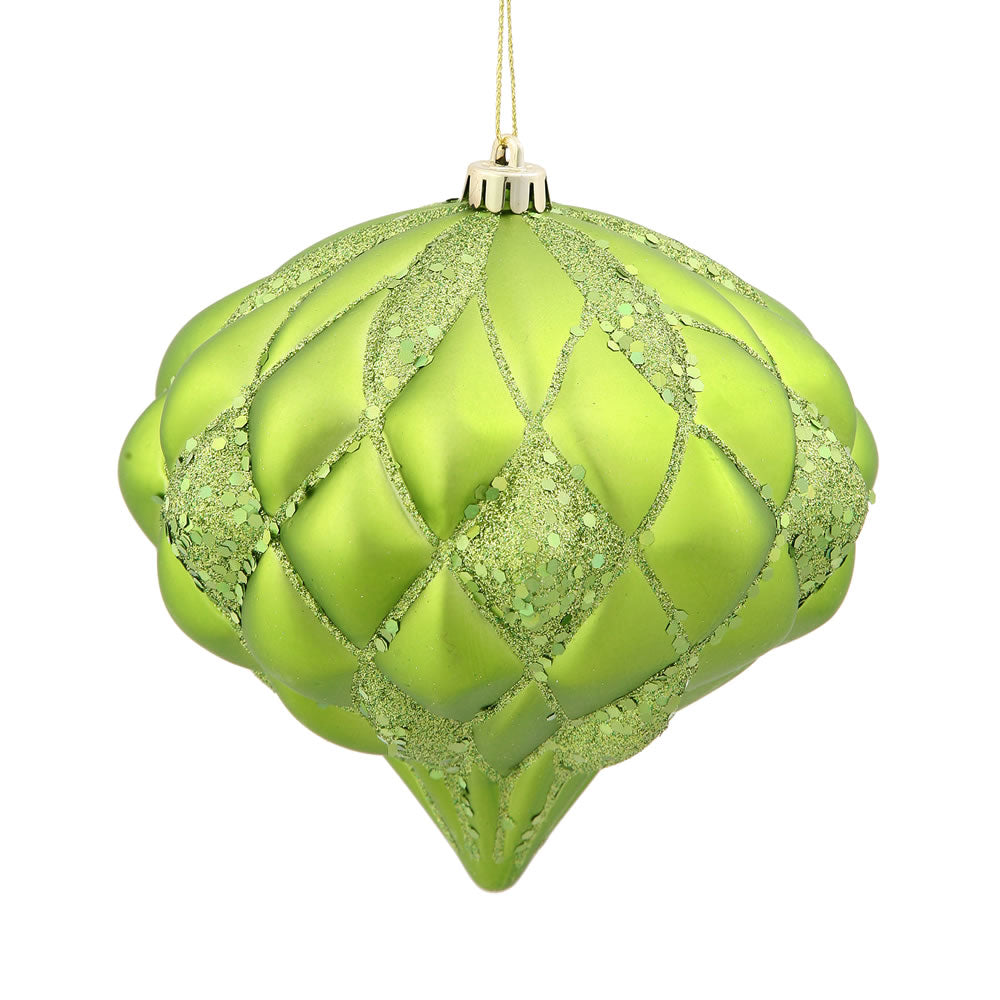 Vickerman 5.7 in. Lime Matte Glitter Onion Christmas Ornament