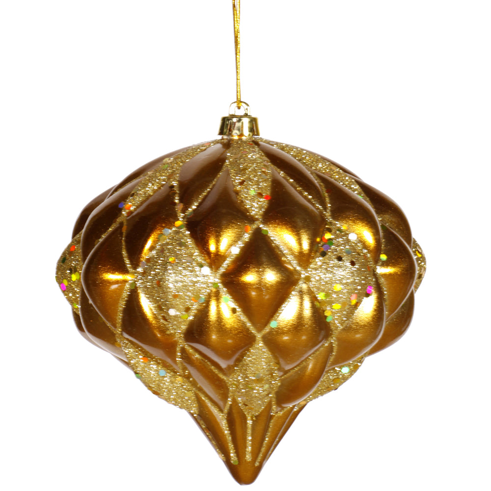 Vickerman 5.7 in. Antique Gold Matte Glitter Onion Christmas Ornament