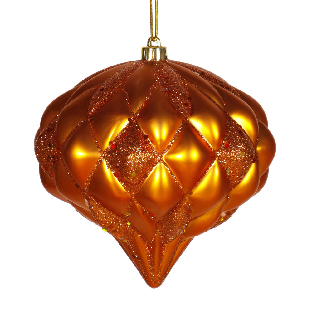 Vickerman 5.7 in. Burnished Orange Matte Glitter Onion Christmas Ornament