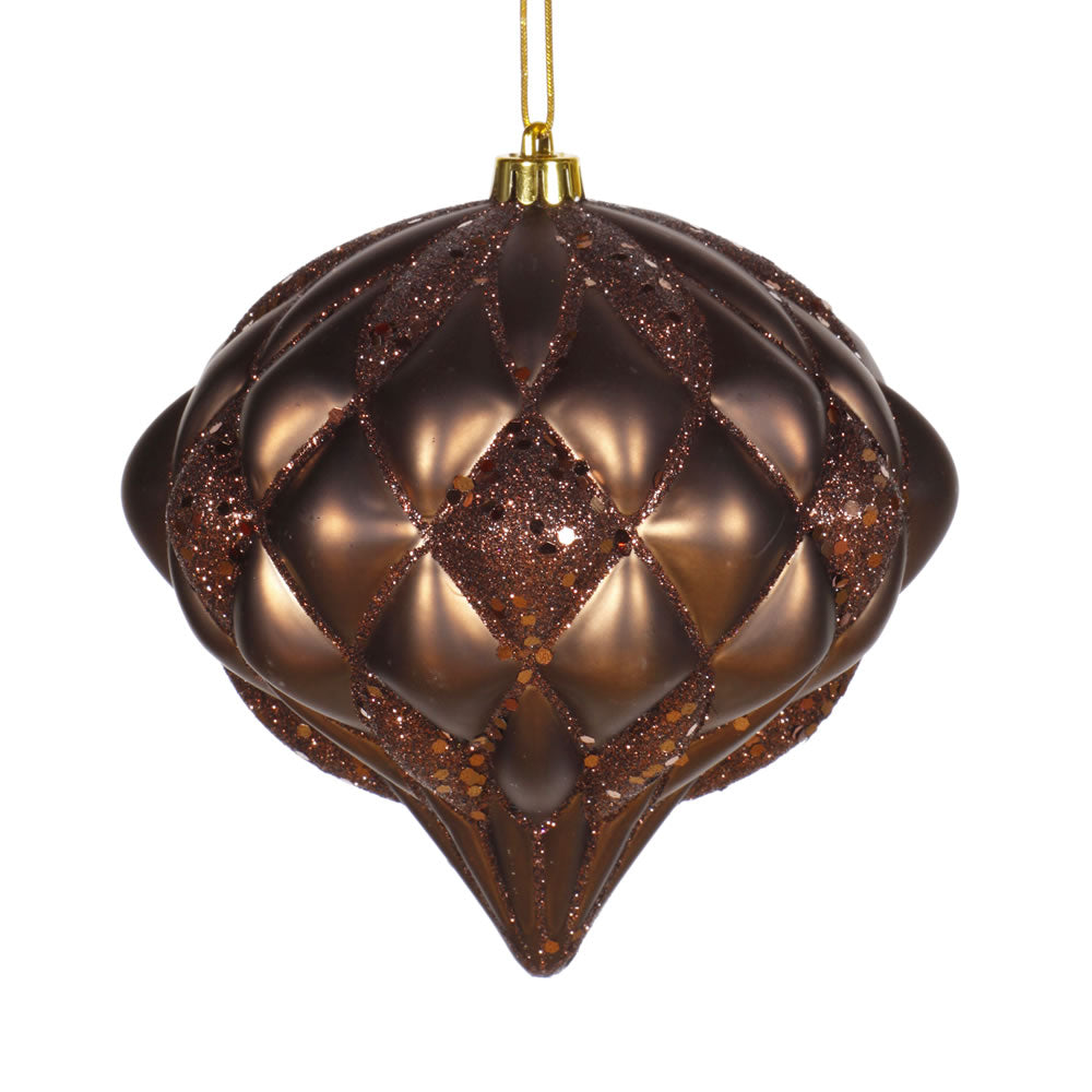 5.7" Chocolate Matte-Glitter Diamond Ornament