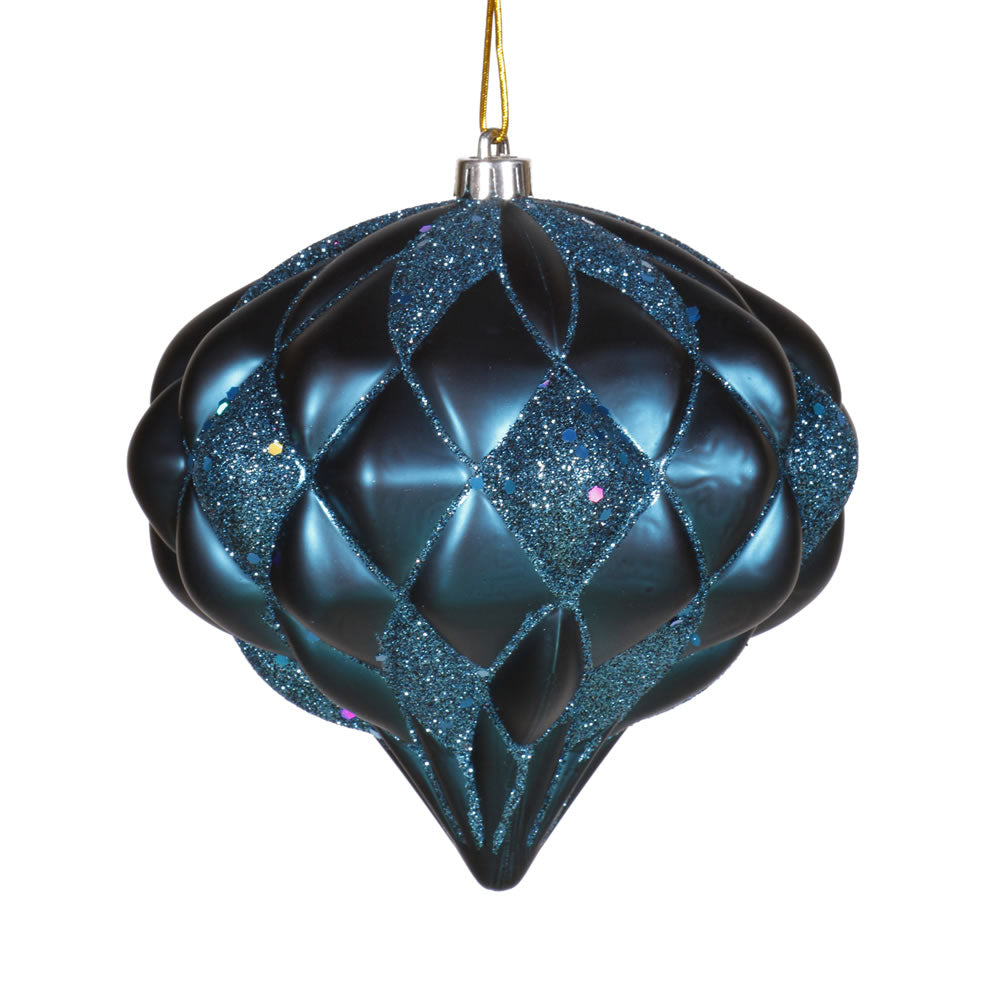 5.7" Sea Blue Matte-Glitter Diamond Ornament