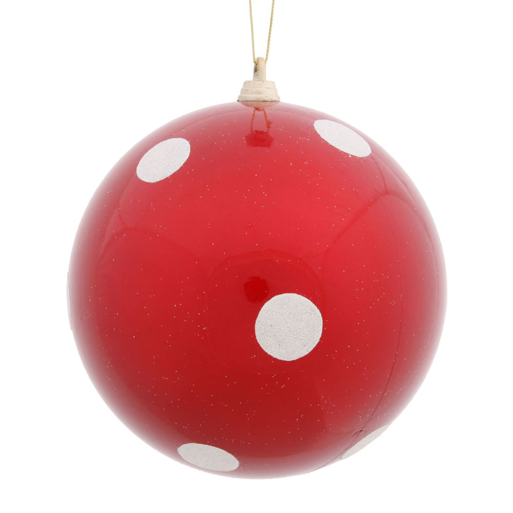 Vickerman 8 in. Red Polka Dot Candy Ball Christmas Ornament