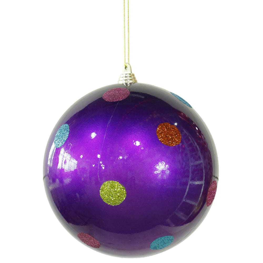 Vickerman 5.5 in. Purple Polka Dot Candy Ball Christmas Ornament