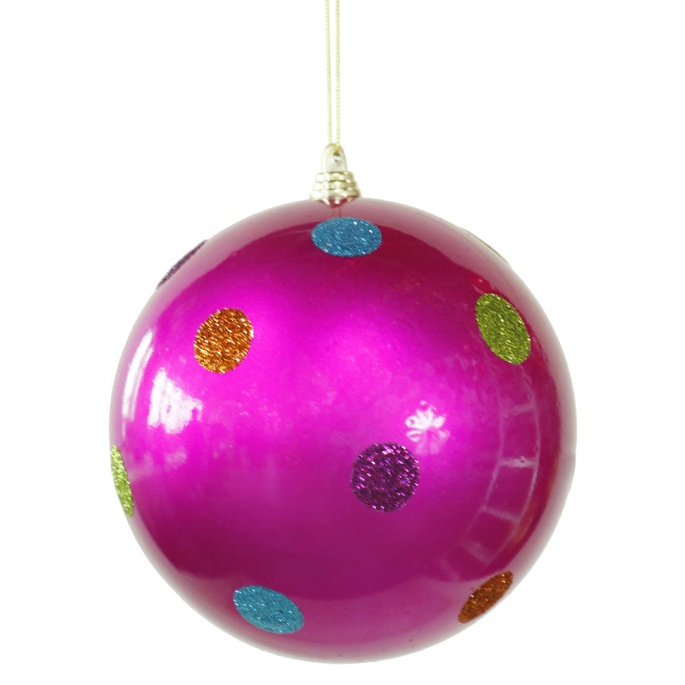 Vickerman 5.5 in. Cerise Polka Dot Candy Ball Christmas Ornament