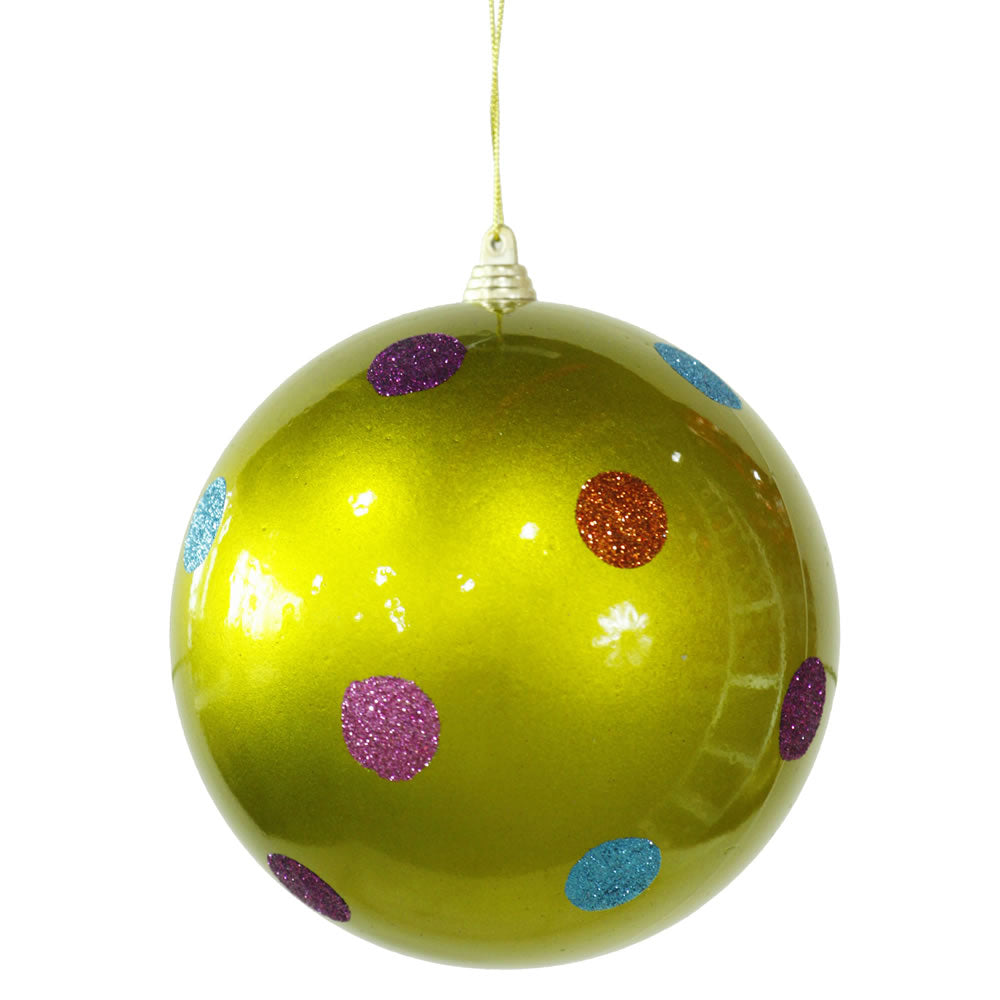 Vickerman 5.5 in. Lime Polka Dot Candy Ball Christmas Ornament