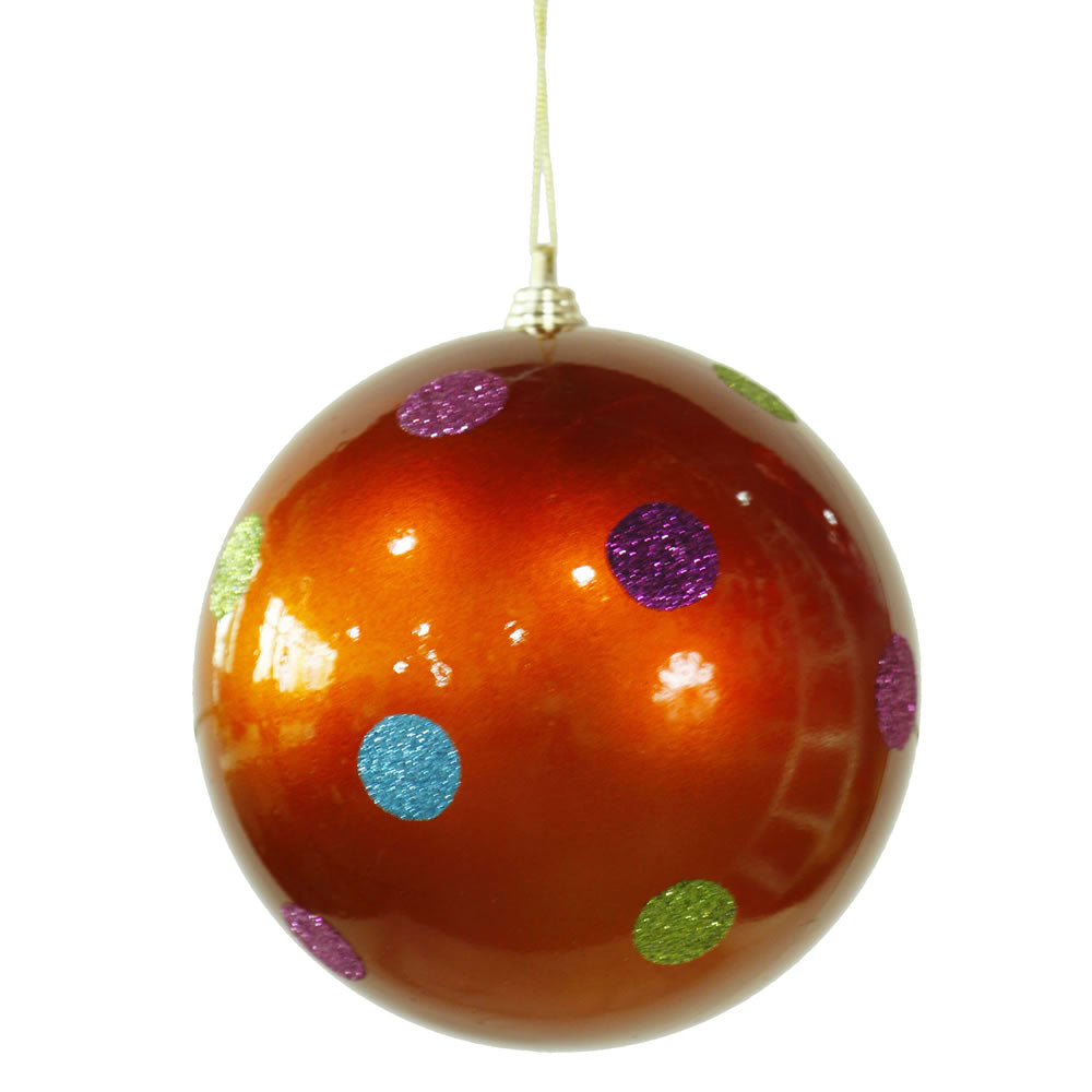Vickerman 5.5 in. Burnished Orange Polka Dot Candy Ball Christmas Ornament