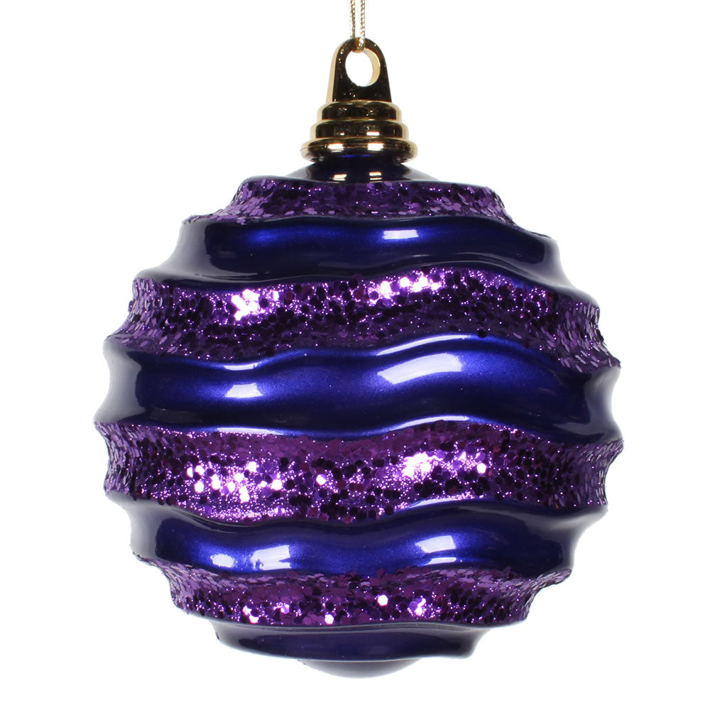 Vickerman 6 in. Purple Candy Glitter Ball Christmas Ornament