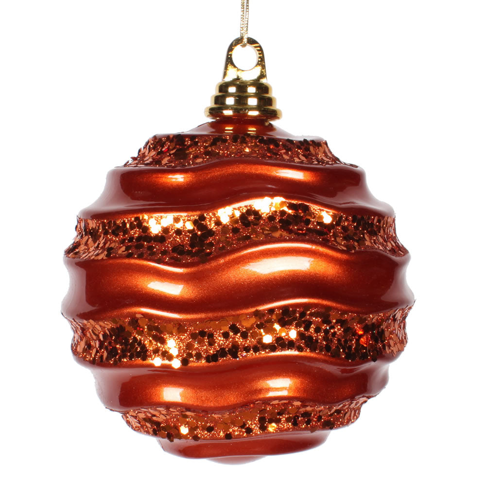 Vickerman 6 in. Orange Candy Glitter Ball Christmas Ornament