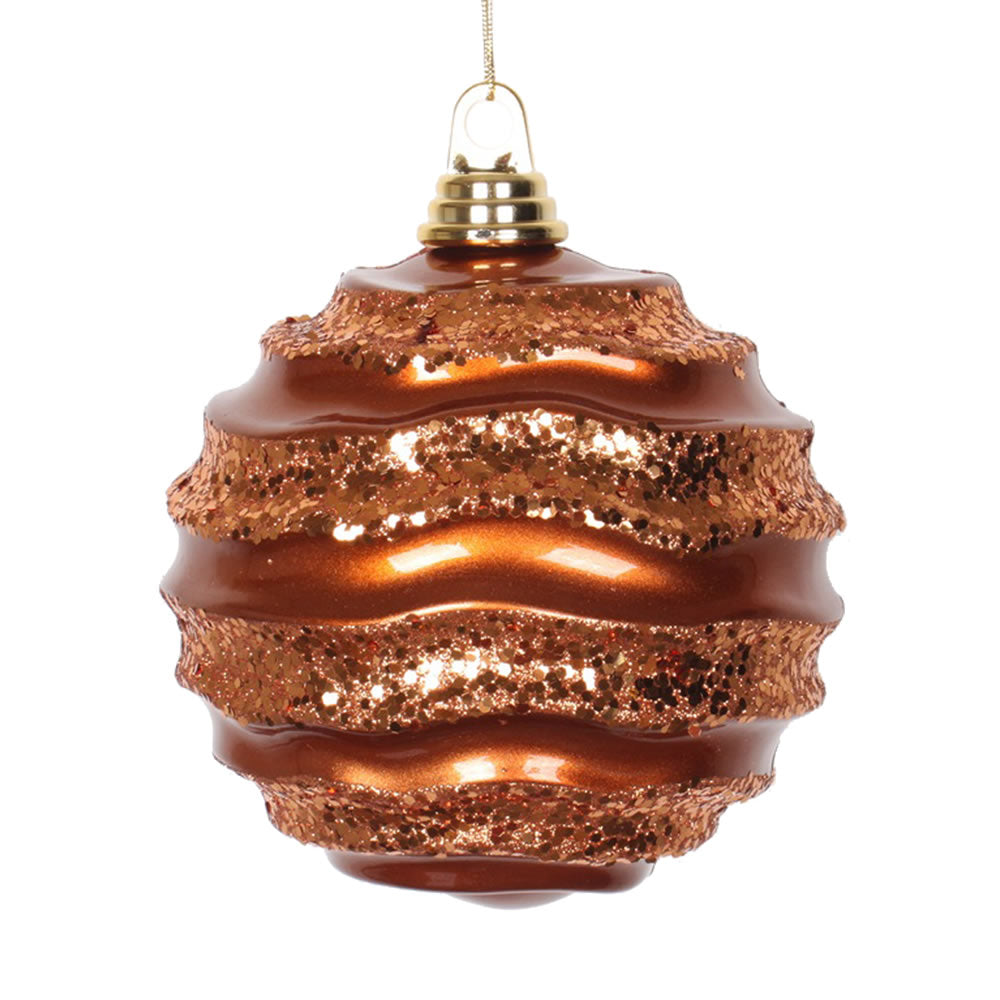 Vickerman 6 in. Copper Candy Glitter Ball Christmas Ornament