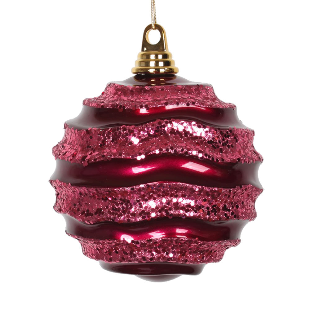 Vickerman 8 in. Fuchsia Candy Glitter Ball Christmas Ornament