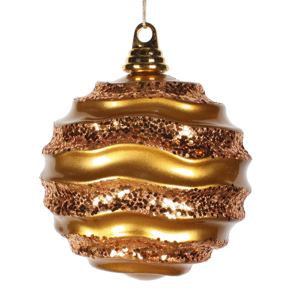 Vickerman 8 in. Antique Gold Candy Glitter Ball Christmas Ornament
