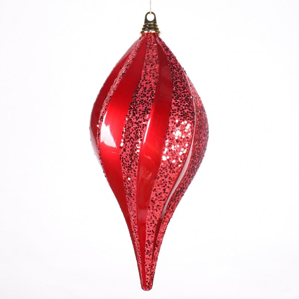 8'' Red Candy Glitter Swirl Drop Ornament
