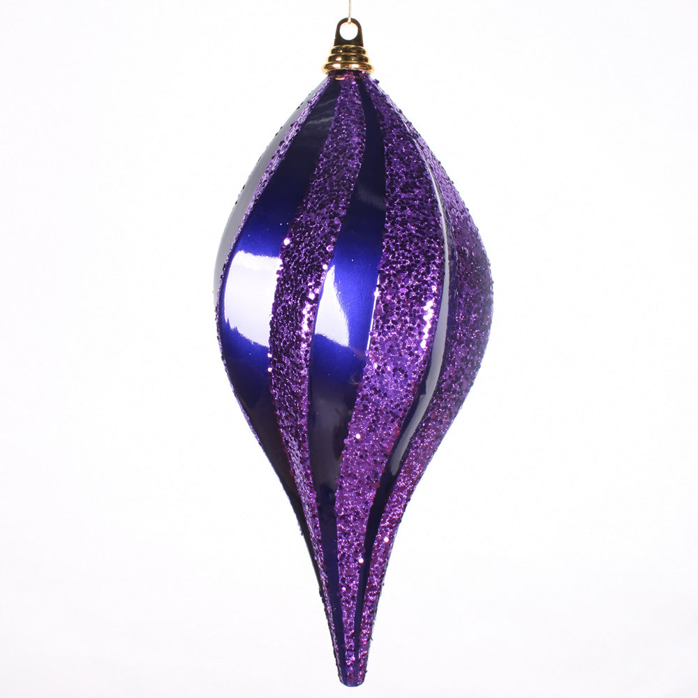 2Pk. Vickerman 8 in. Purple swirl Candy Glitter Drop Christmas Ornament