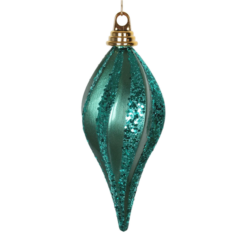2Pk. Vickerman 8 in. Emerald swirl Candy Glitter Drop Christmas Ornament