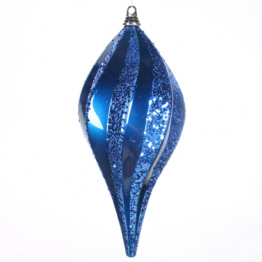 2Pk. Vickerman 8 in. Sea Blue swirl Candy Glitter Drop Christmas Ornament