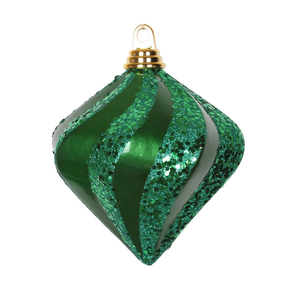 Vickerman 6 in. Green swirl Candy Glitter Diamond Christmas Ornament