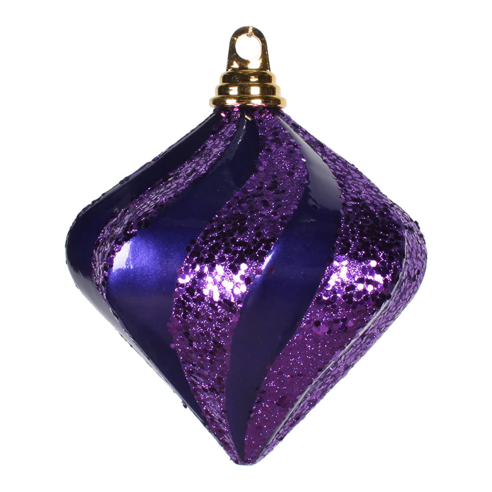 Vickerman 6 in. Purple swirl Candy Glitter Diamond Christmas Ornament