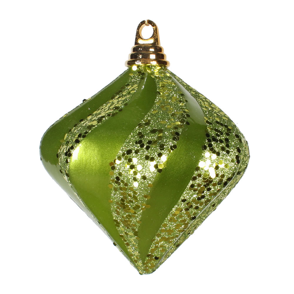 Vickerman 6 in. Lime swirl Candy Glitter Diamond Christmas Ornament