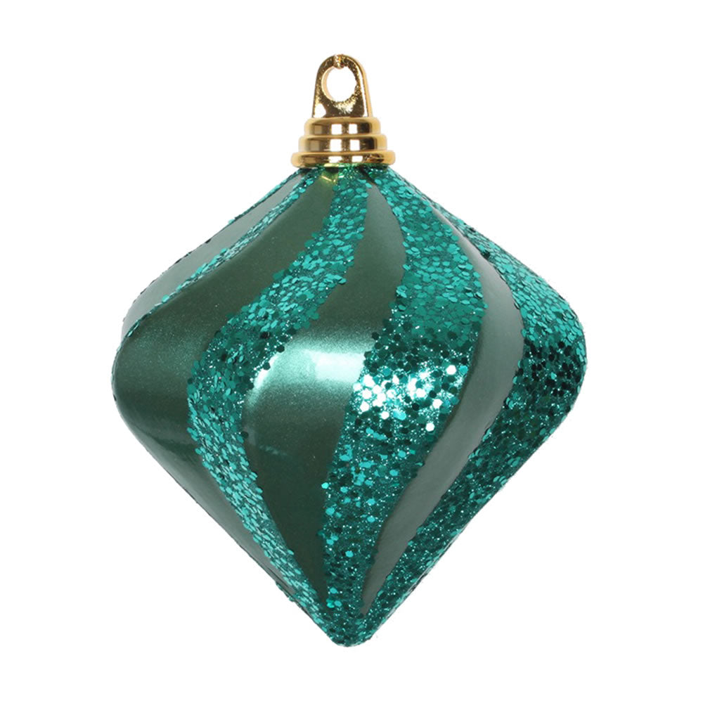 Vickerman 6 in. Emerald swirl Candy Glitter Diamond Christmas Ornament