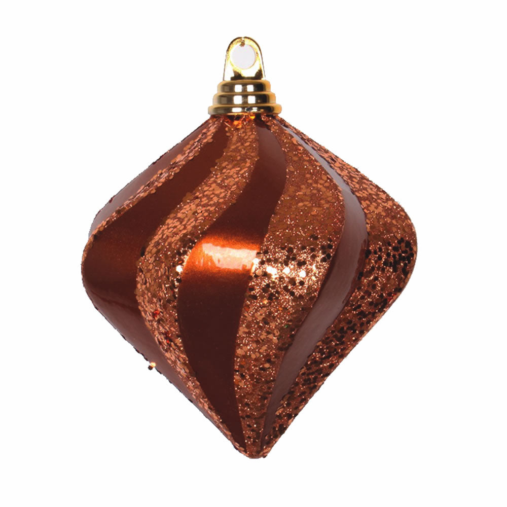 Vickerman 6 in. Copper swirl Candy Glitter Diamond Christmas Ornament