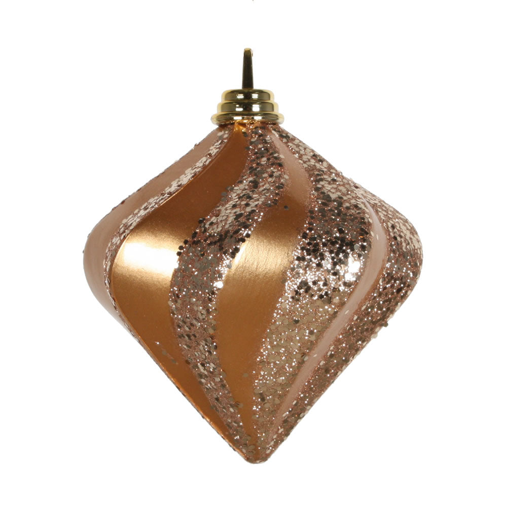 Vickerman 6 in. Rose Gold swirl Candy Glitter Diamond Christmas Ornament