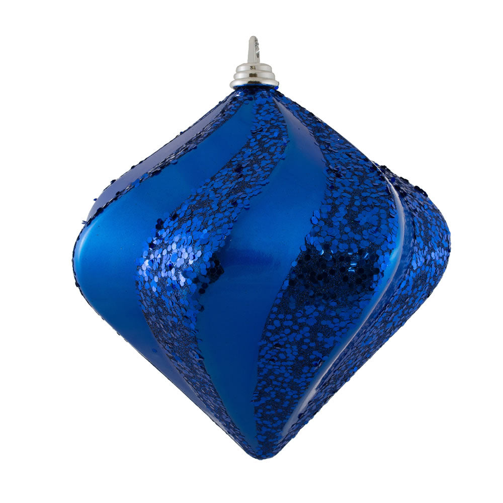 Vickerman 6 in. Blue swirl Candy Glitter Diamond Christmas Ornament