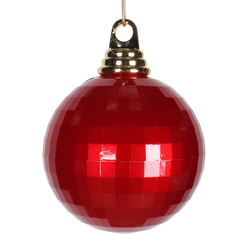 3Pk. Vickerman 100mm. Red Candy Ball Christmas Ornament