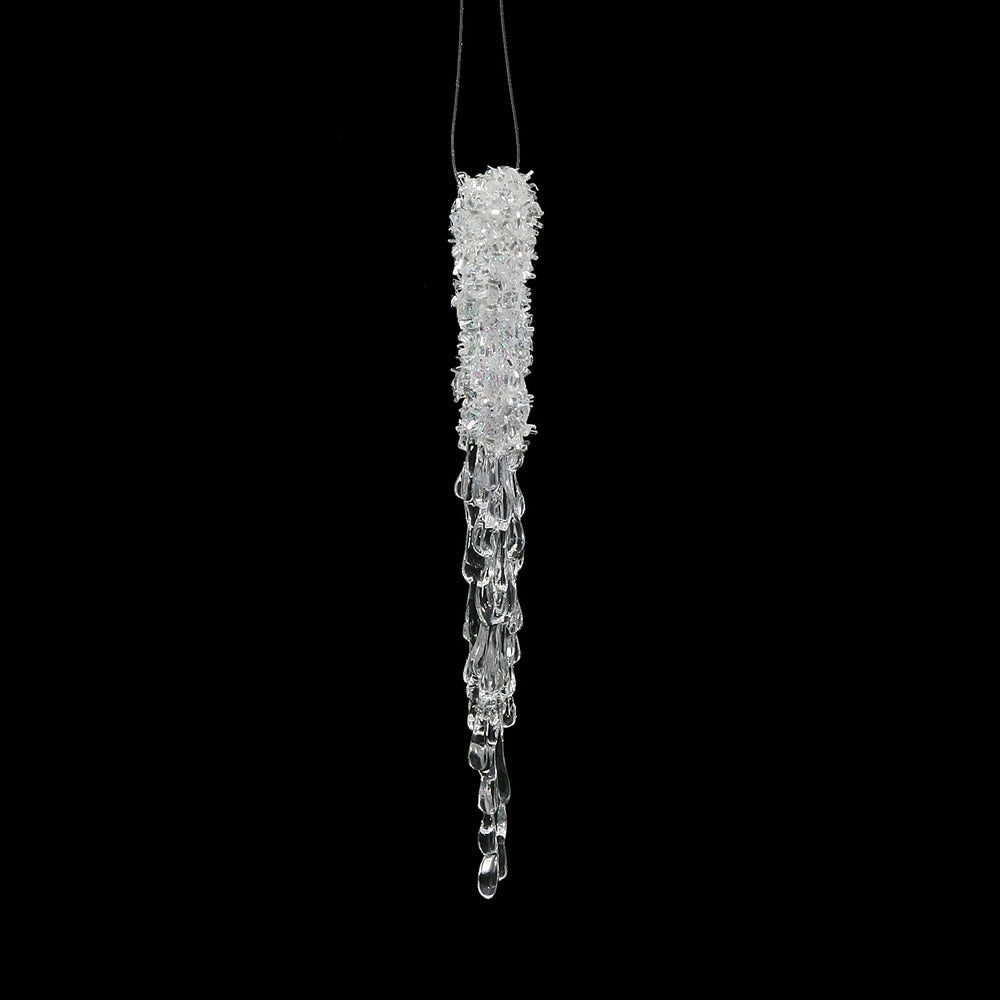 Vickerman 8 in. Clear Glitter Icicle Christmas Ornament