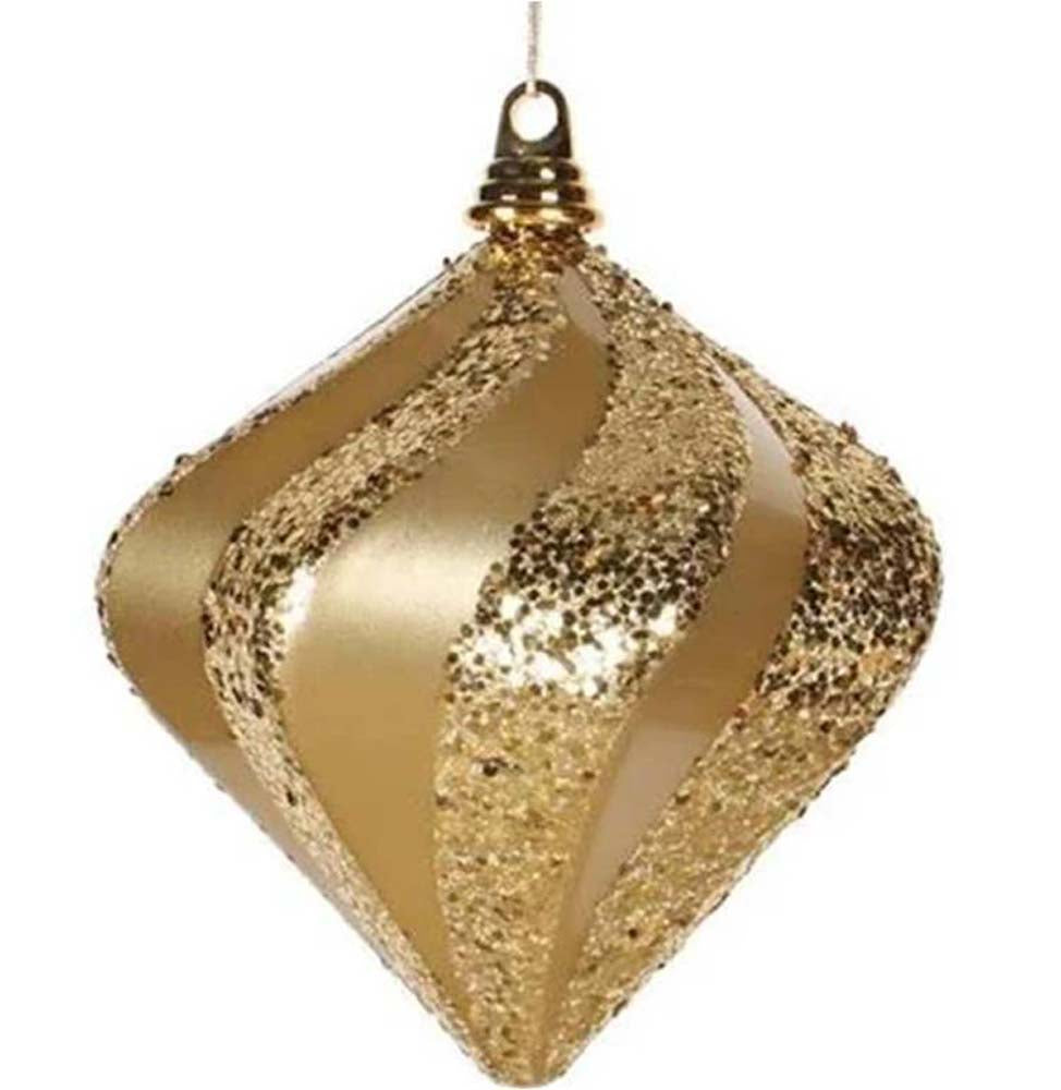 12" Sand Gold Candy Glitter Diamond Finial Shatterproof Ornament