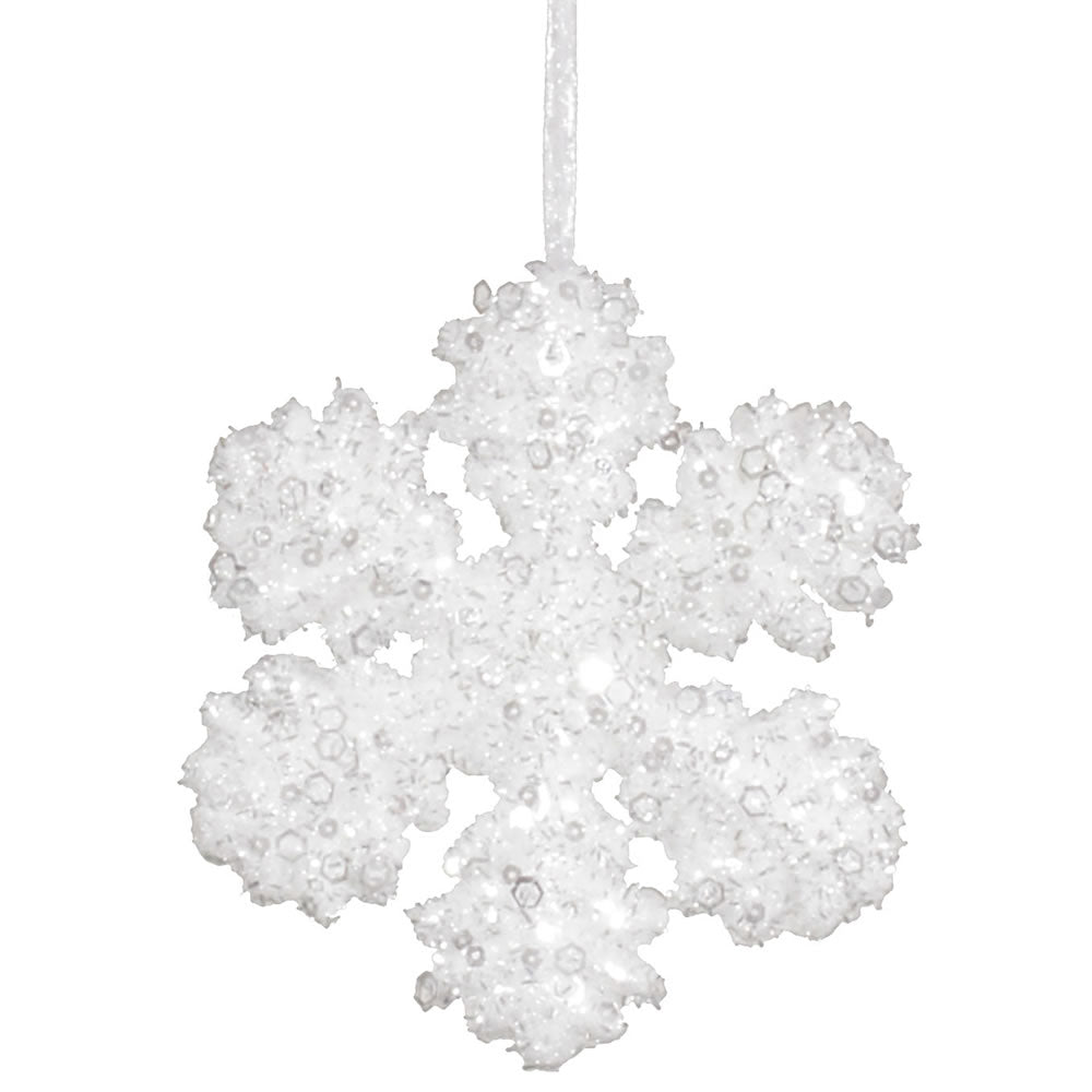 5Pk. Vickerman 6 in. White Glitter Snowflake Christmas Ornament