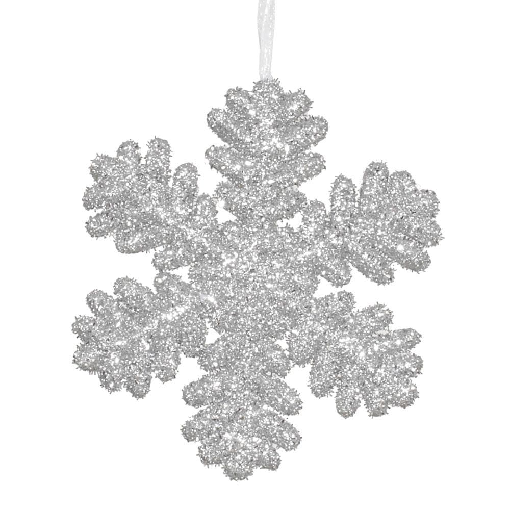 9" Silver Glitter Snowflake Ornament