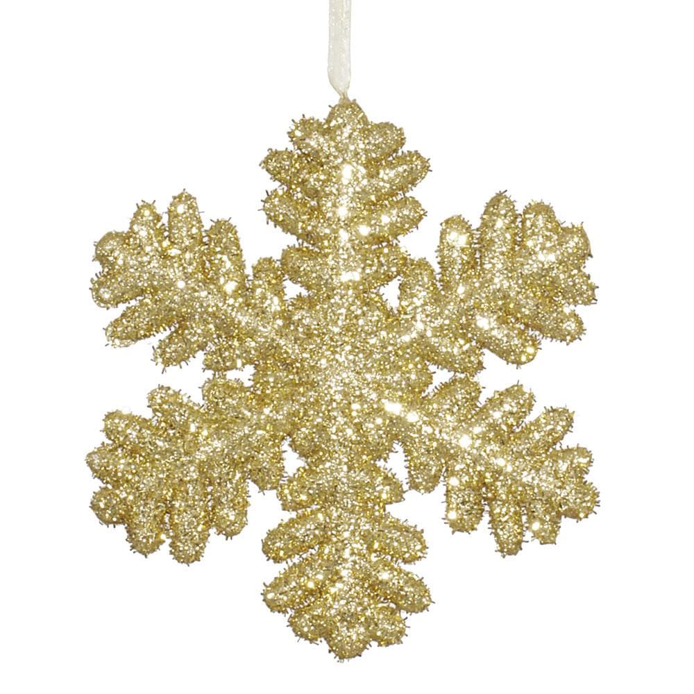 9" Gold Glitter Snowflake Ornament