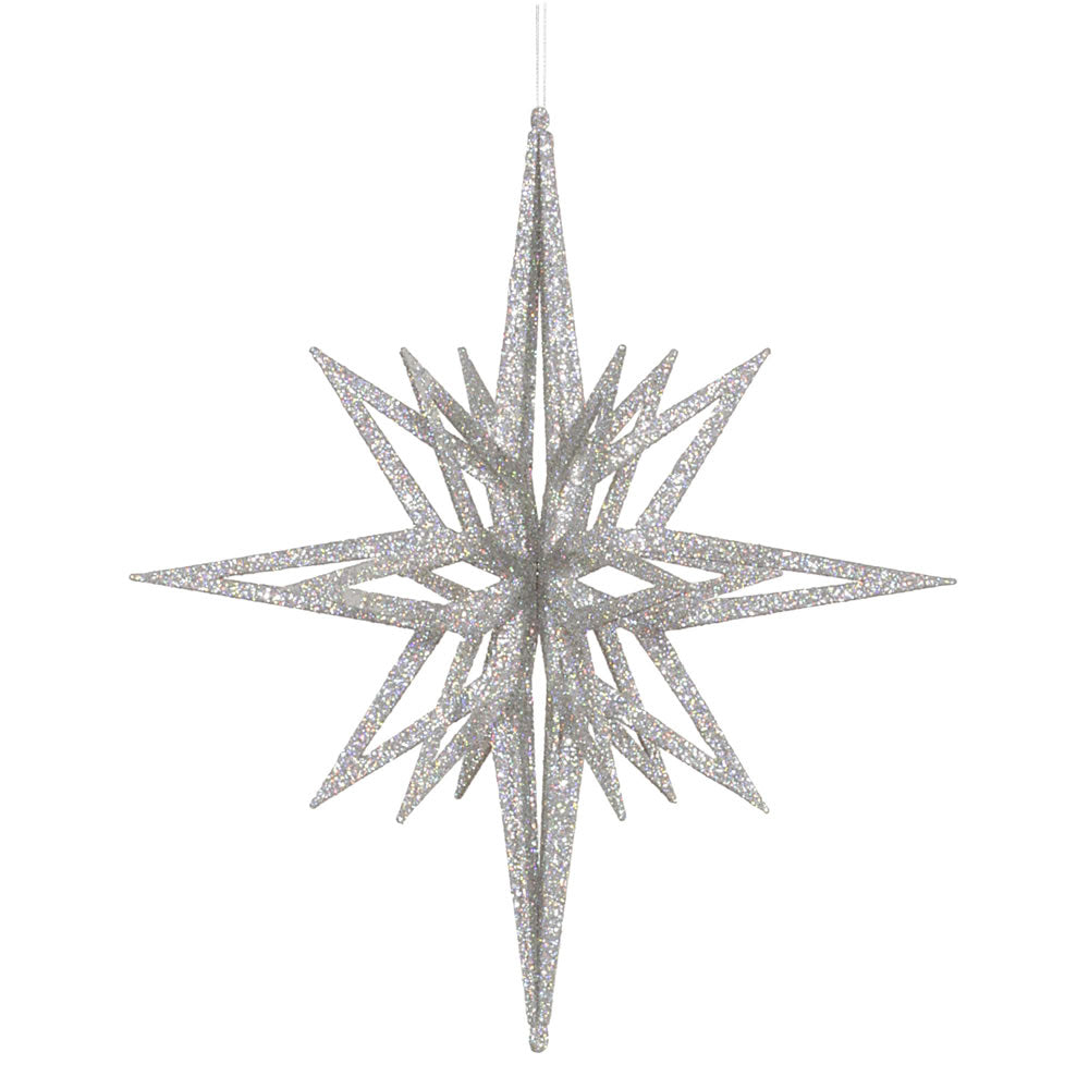 Vickerman 16 in. Silver Glitter Star Christmas Ornament