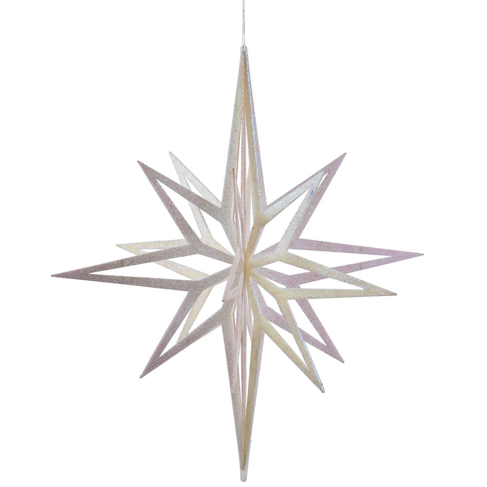 Vickerman 32 in. White Glitter Star Christmas Ornament