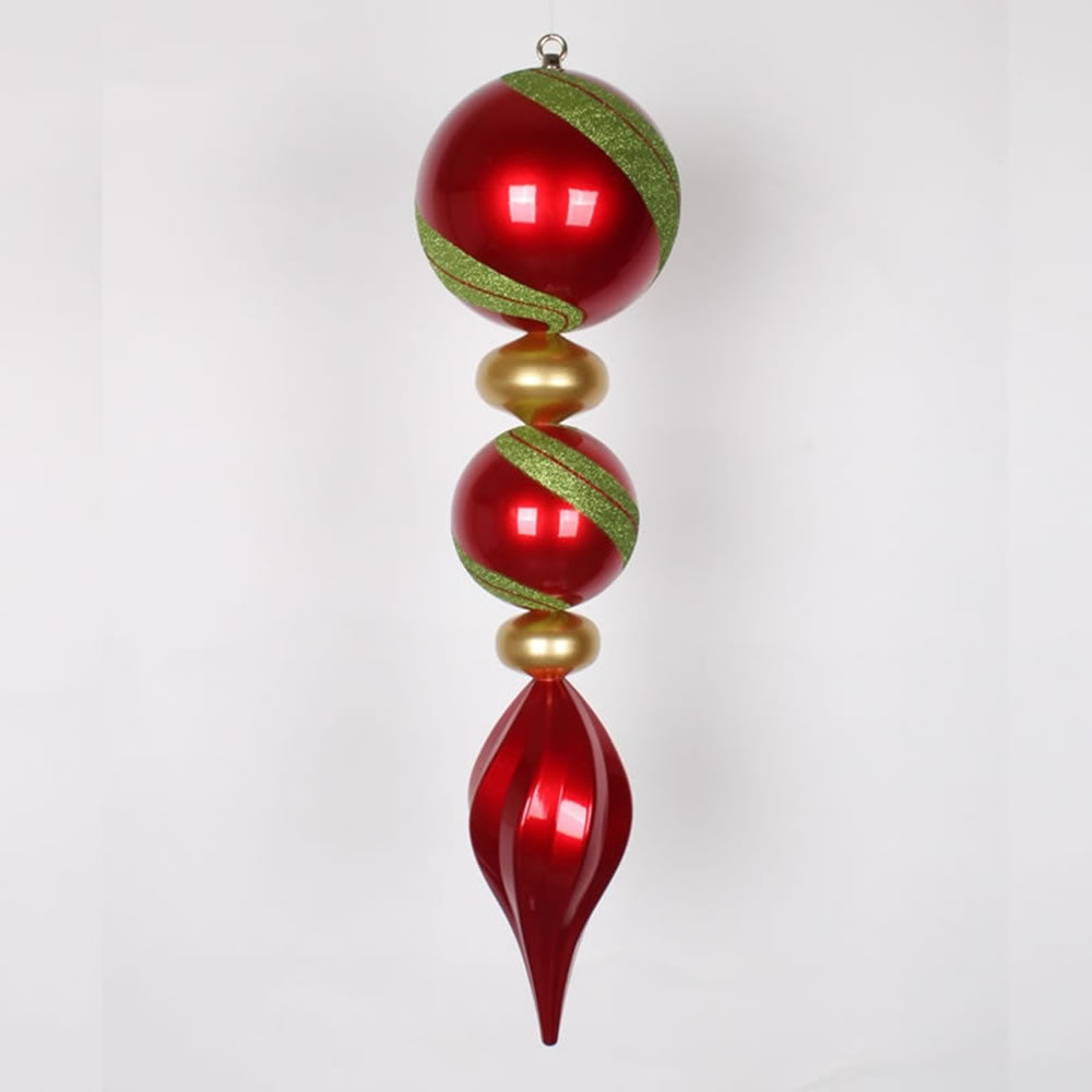 Vickerman 30.5 in. Red-Gold-Lime Finial Christmas Ornament