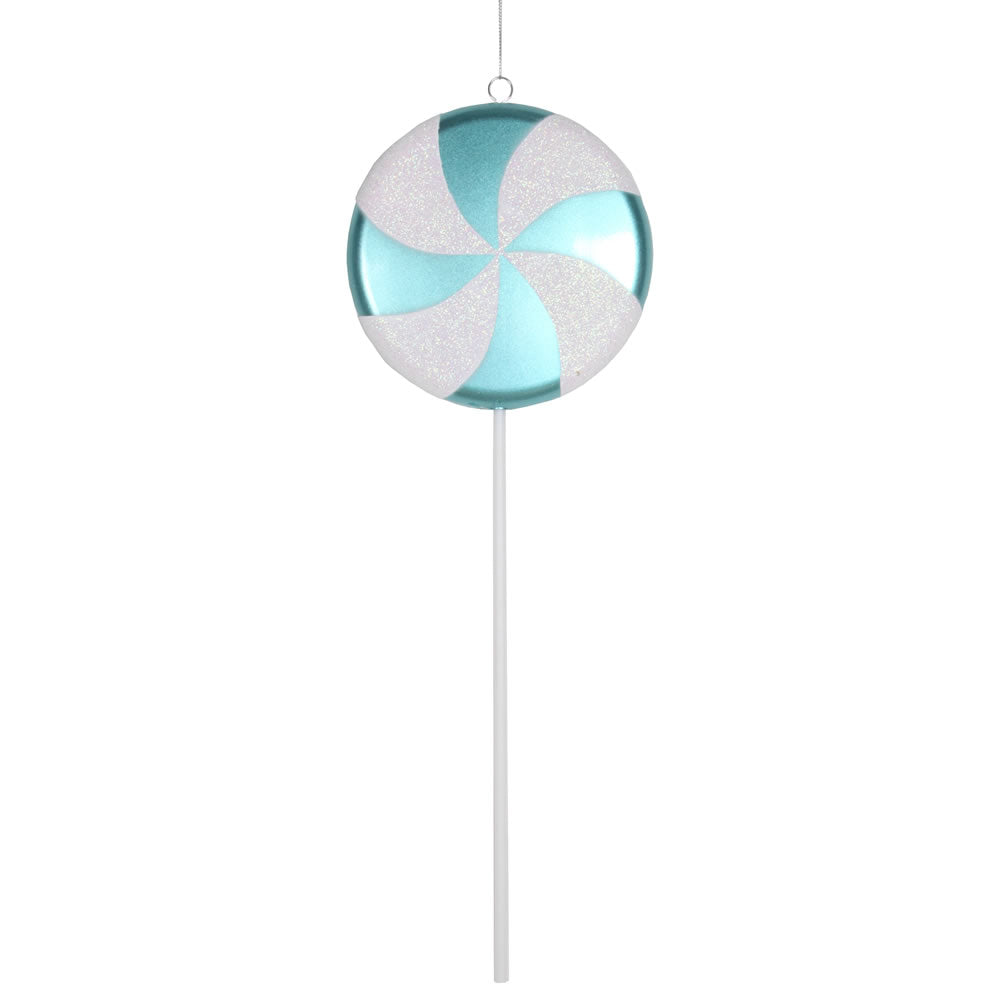Vickerman 17 in. Teal-White Candy Candy Christmas Ornament