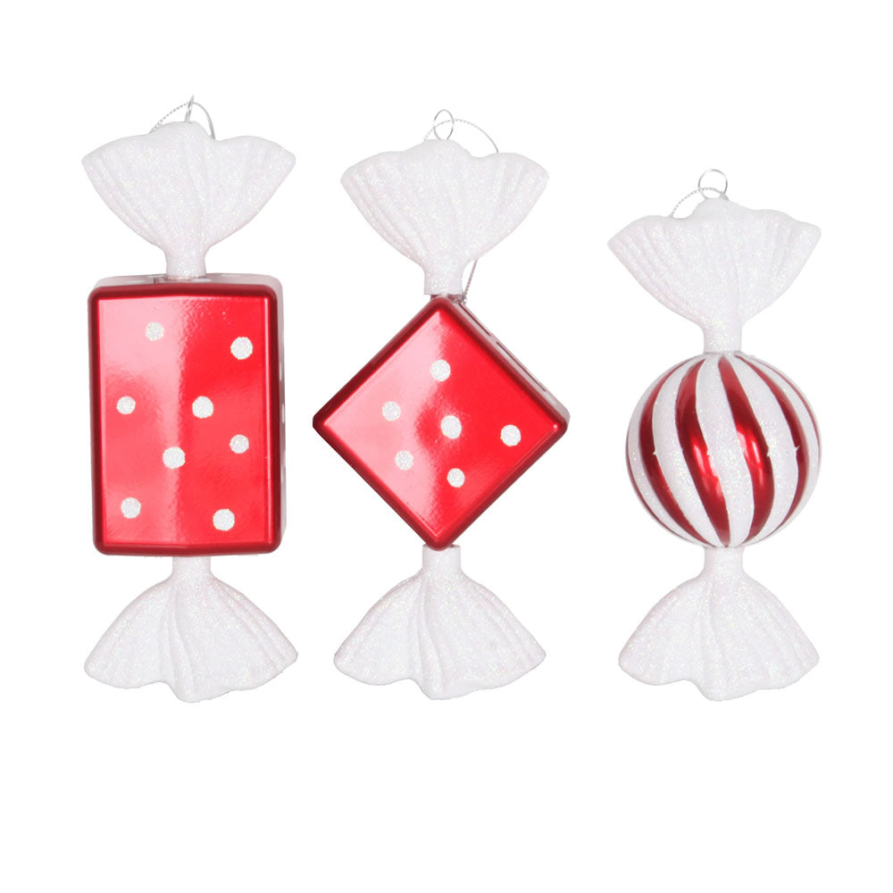 Vickerman 8 in. Red-White Candy Glitter Candy Christmas Ornament