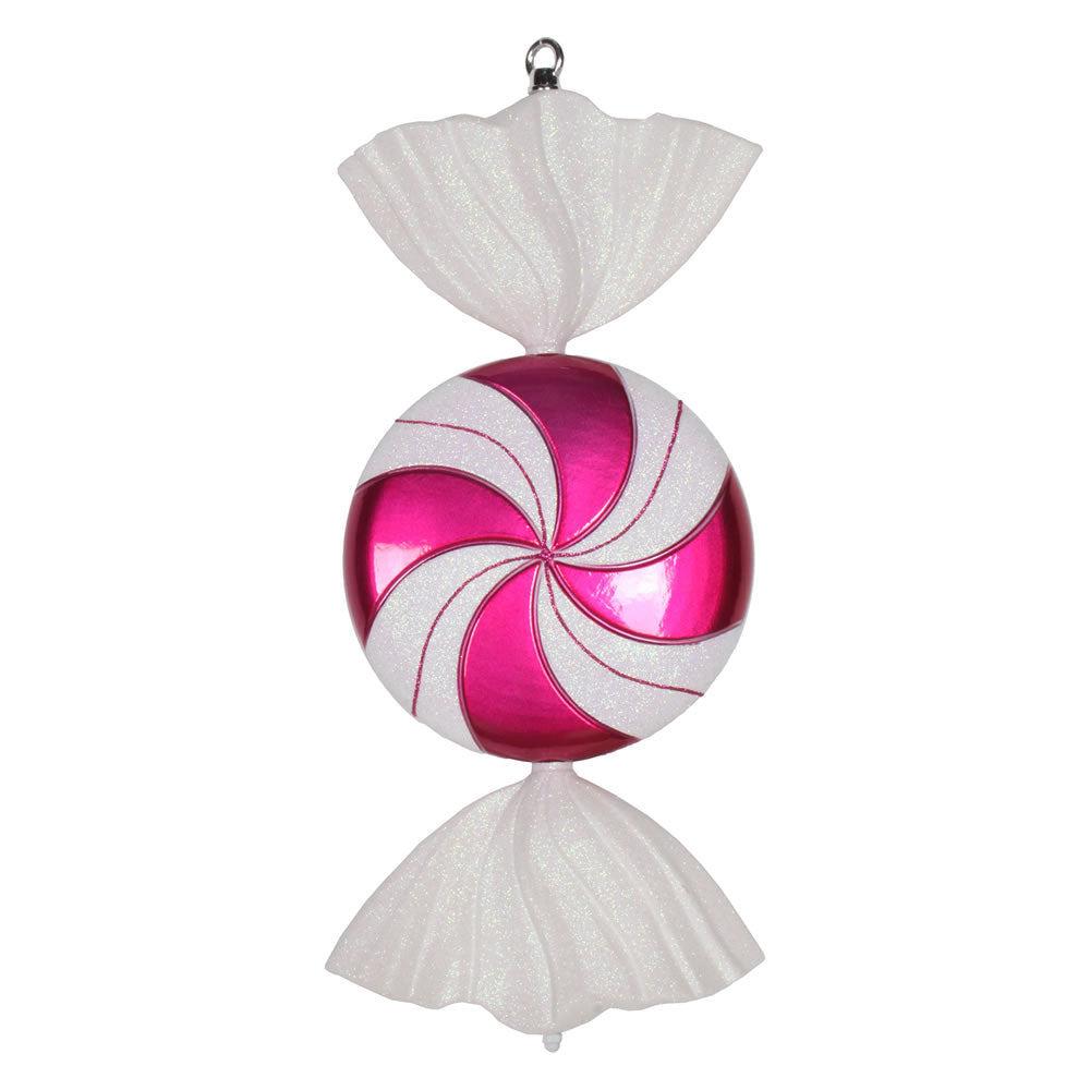 Vickerman 18.5 in. Cerise swirl Candy Glitter Candy Christmas Ornament